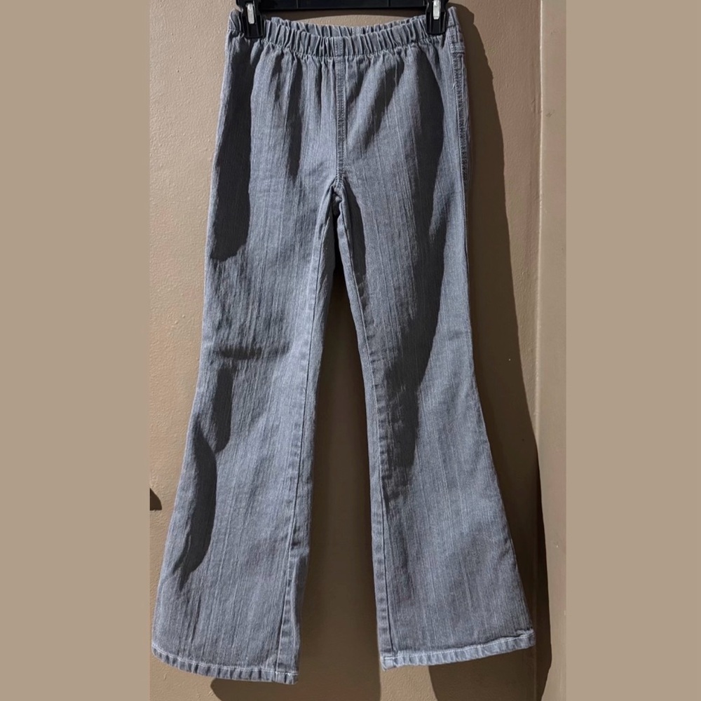 Gray Light Washed Wide/Flared Leg Pants